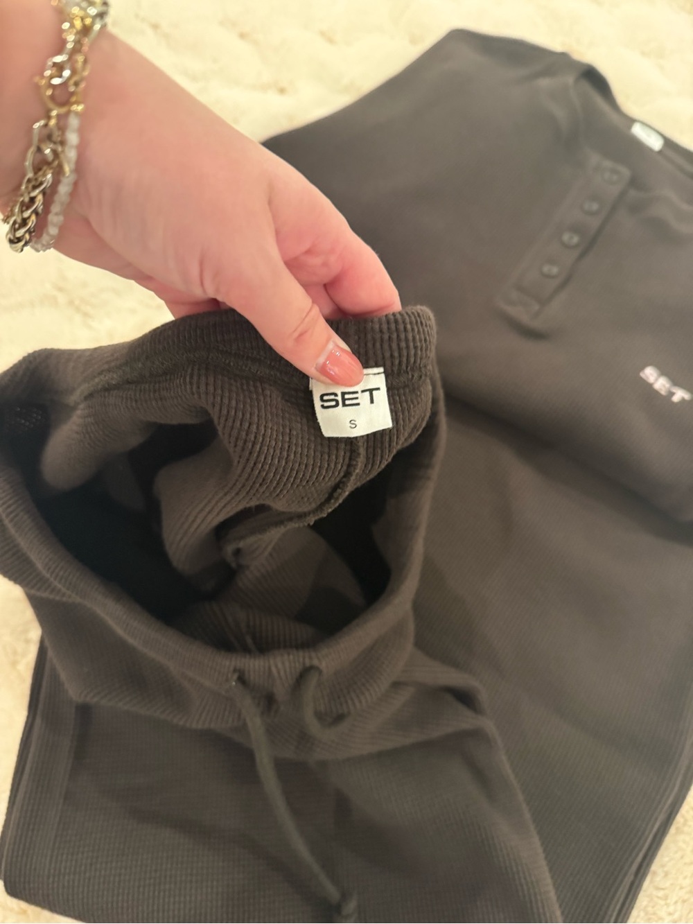 SET Active Black Ribbed Crew Henley Sweater Set - Picture 4 of 4